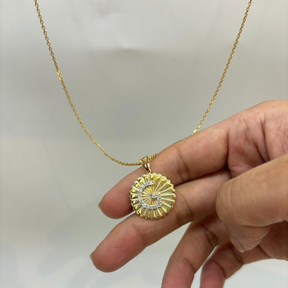Sunburst Personalised Medallion Initial Diamond Necklace
