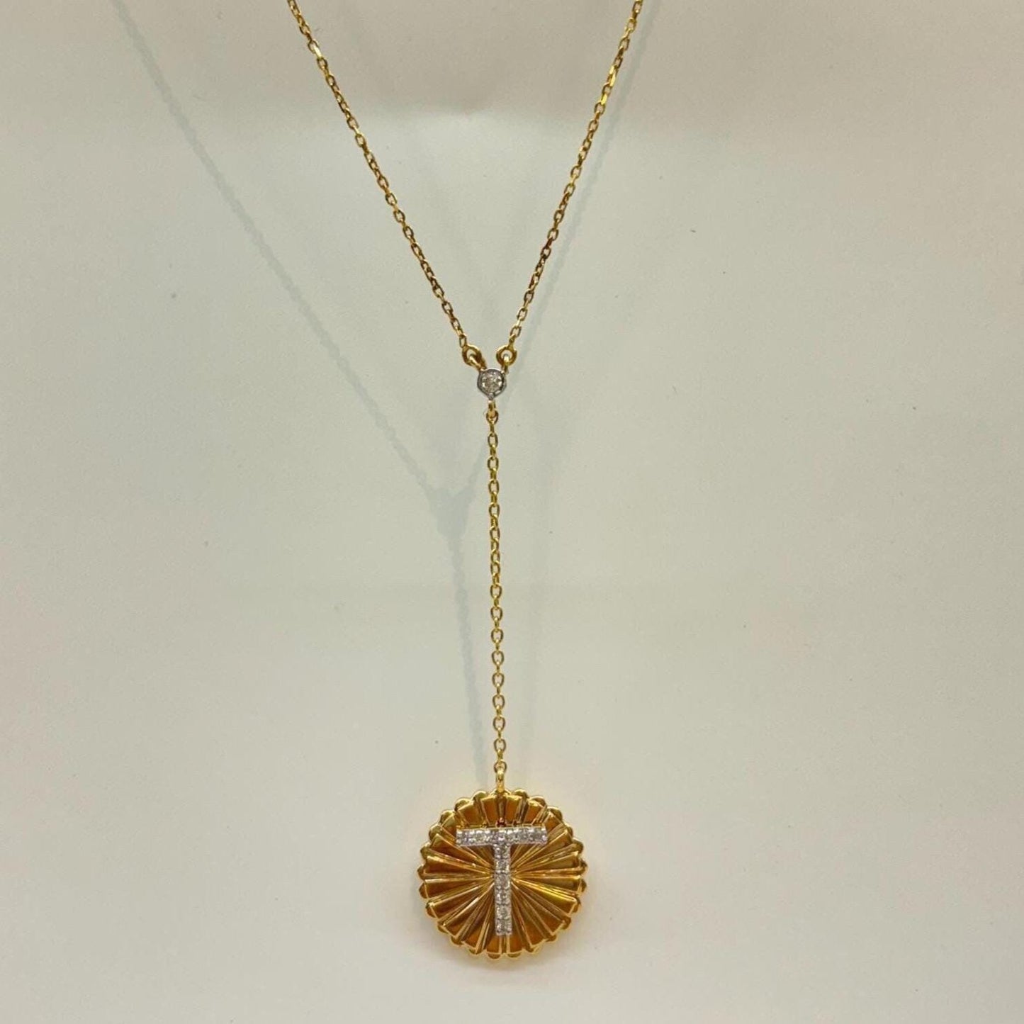 Sunburst Initial Diamond Lariat Necklace