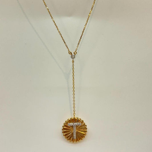 Sunburst Initial Diamond Lariat Necklace