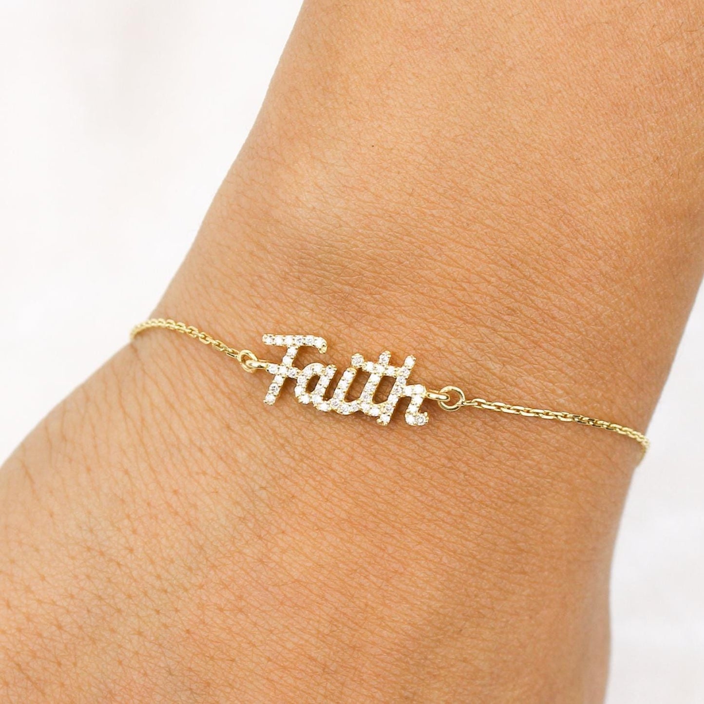 Faith Script Diamond Bracelet