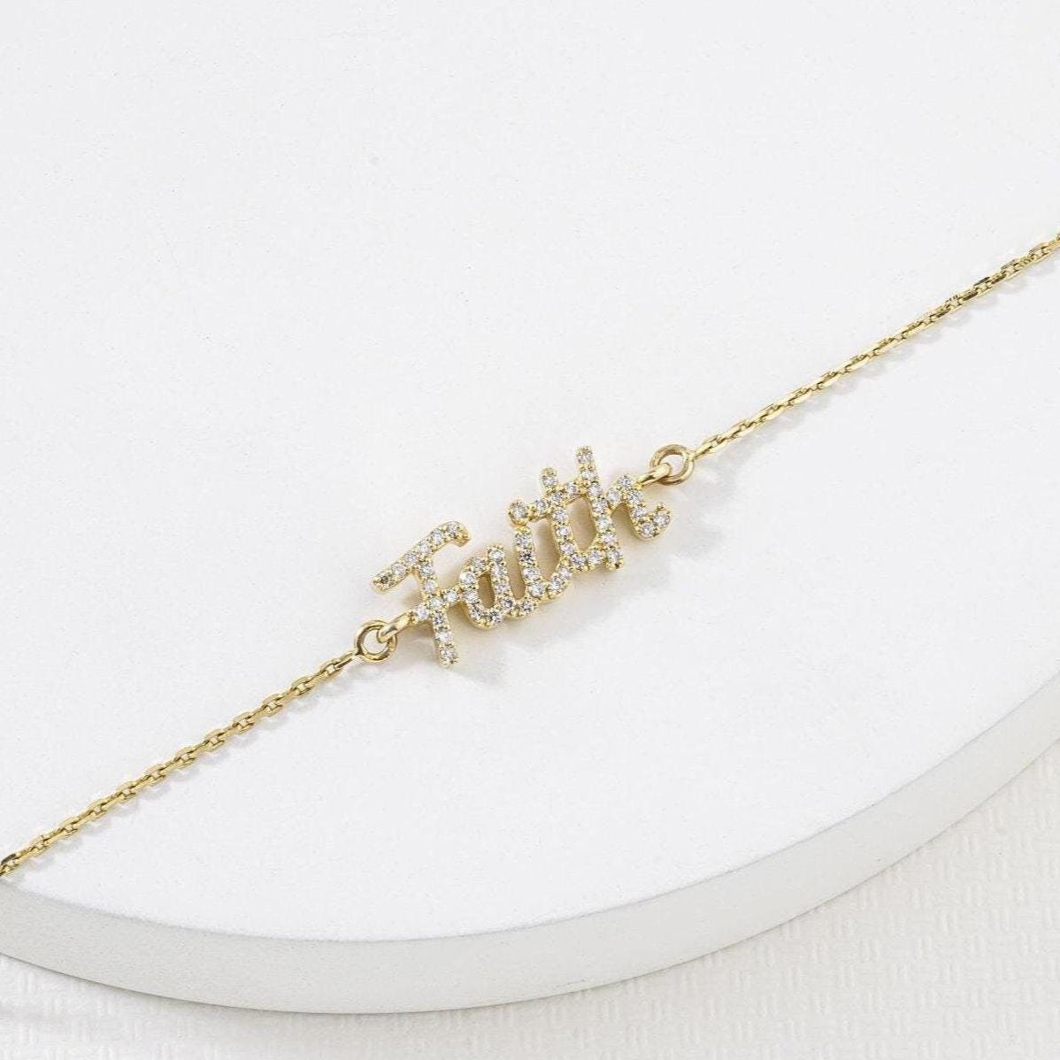 Faith Script Diamond Bracelet