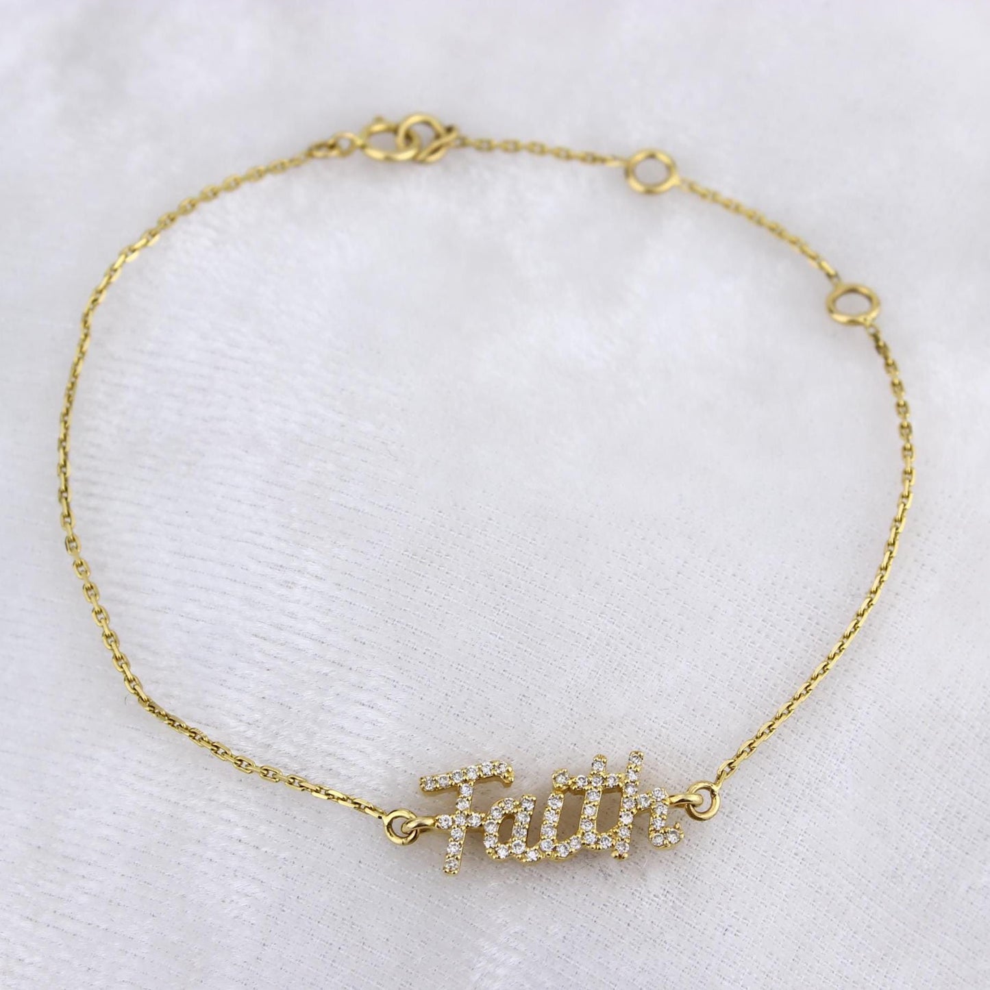 Faith Script Diamond Bracelet