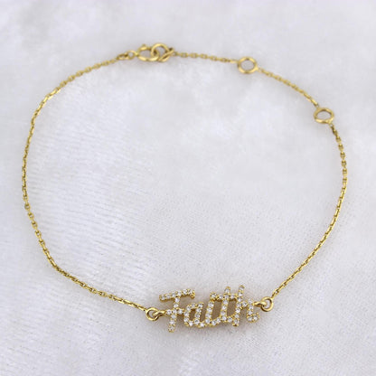 Faith Script Diamond Bracelet