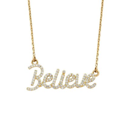 Believe Script Diamond Necklace