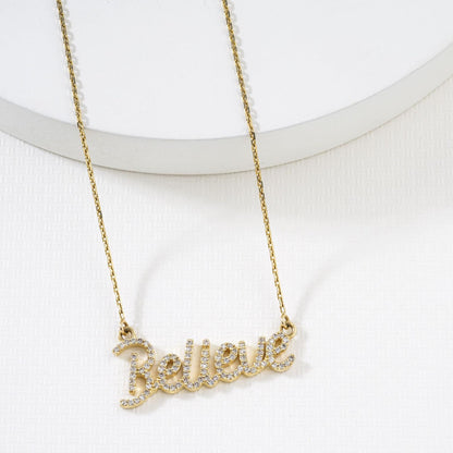 Believe Script Diamond Necklace