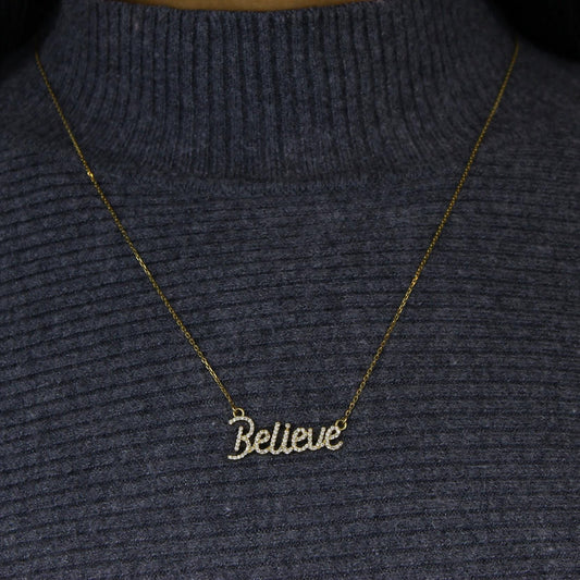 Believe Script Diamond Necklace