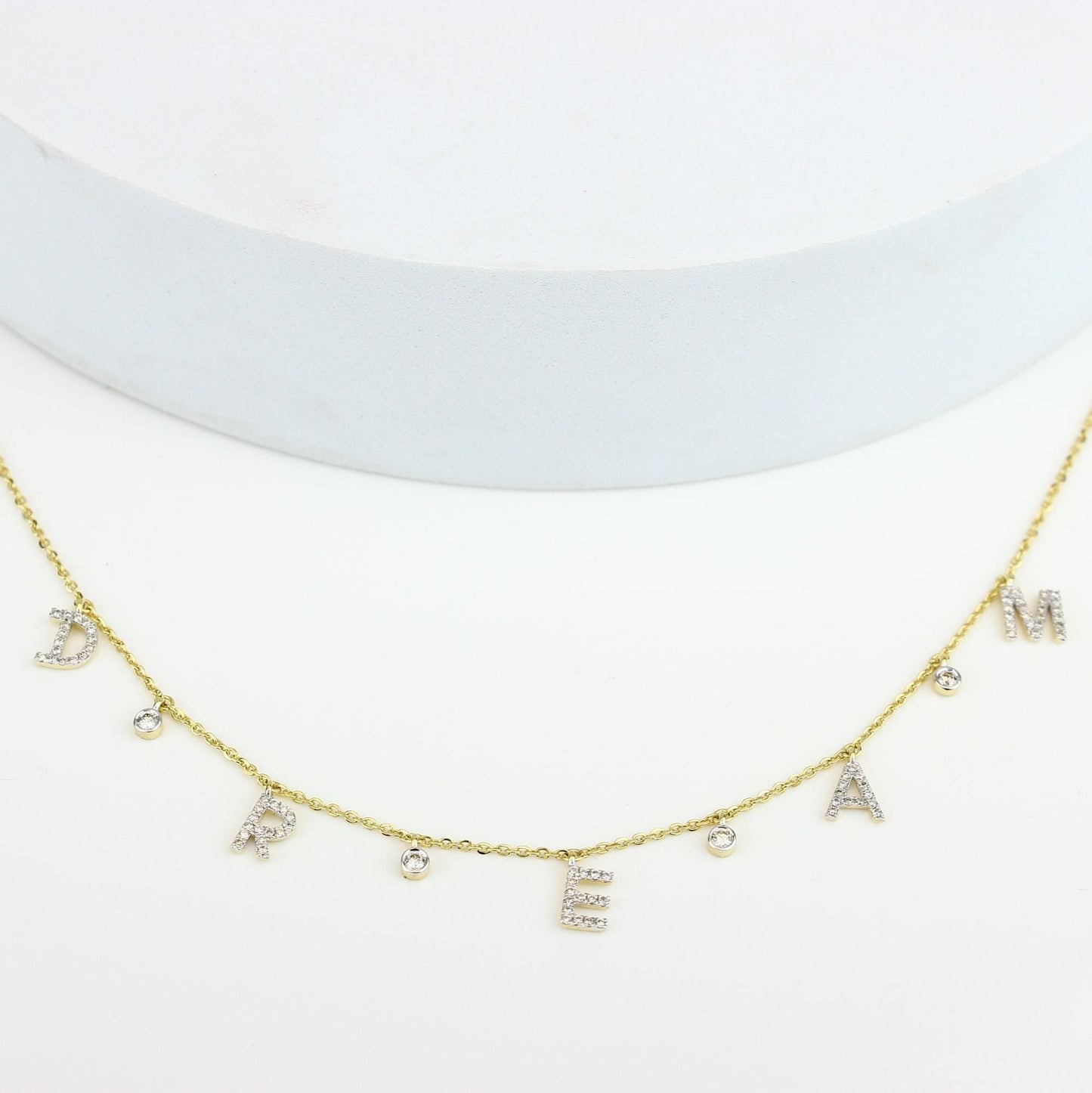 Dangle Dream Letter Diamond Necklace