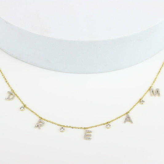 Dangle Dream Letter Diamond Necklace