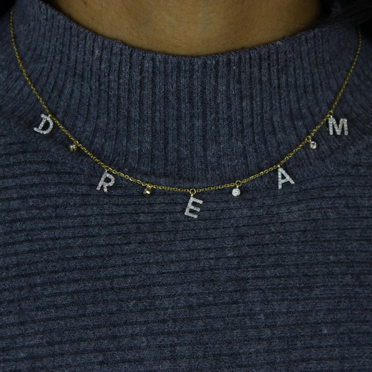 Dangle Dream Letter Diamond Necklace