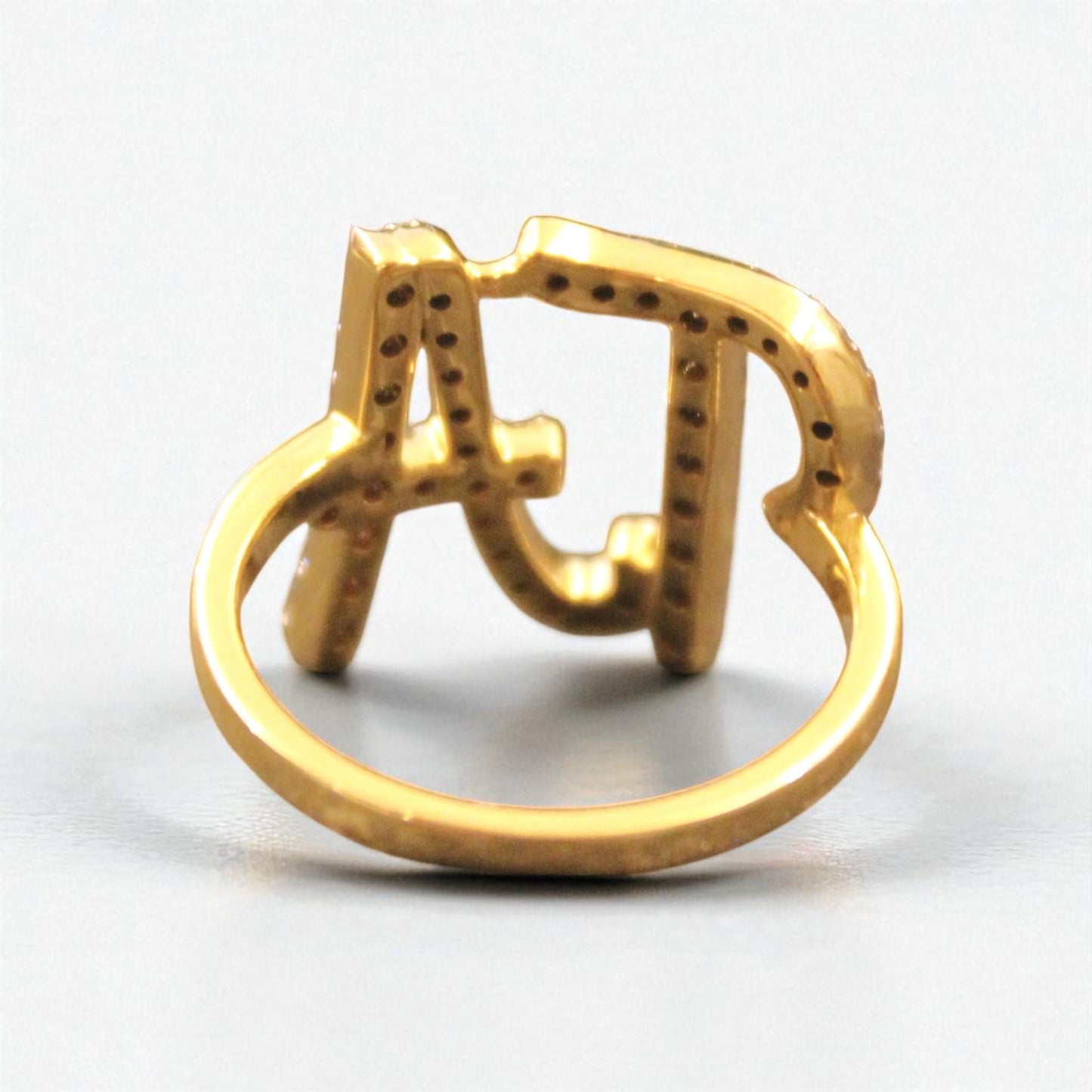 Open Band Double Initial Diamond Ring