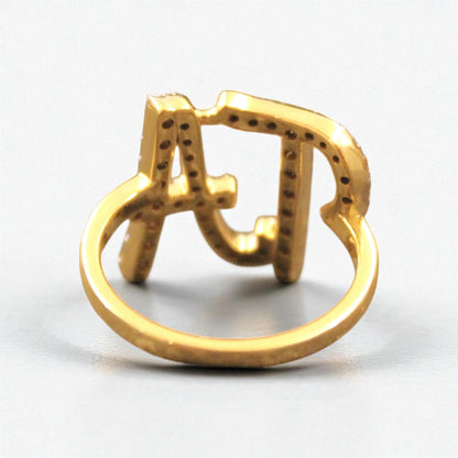 Open Band Double Initial Diamond Ring
