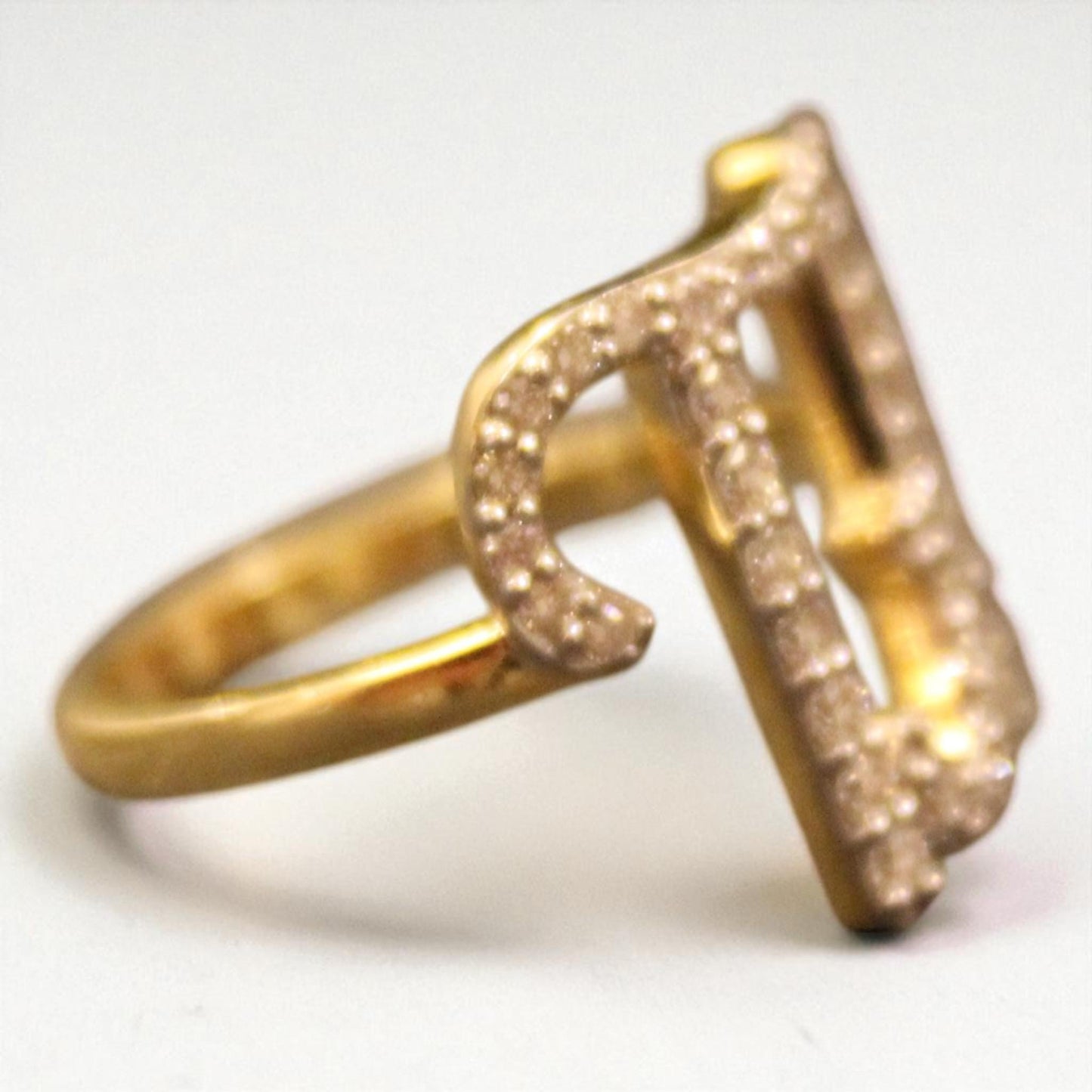 Open Band Double Initial Diamond Ring