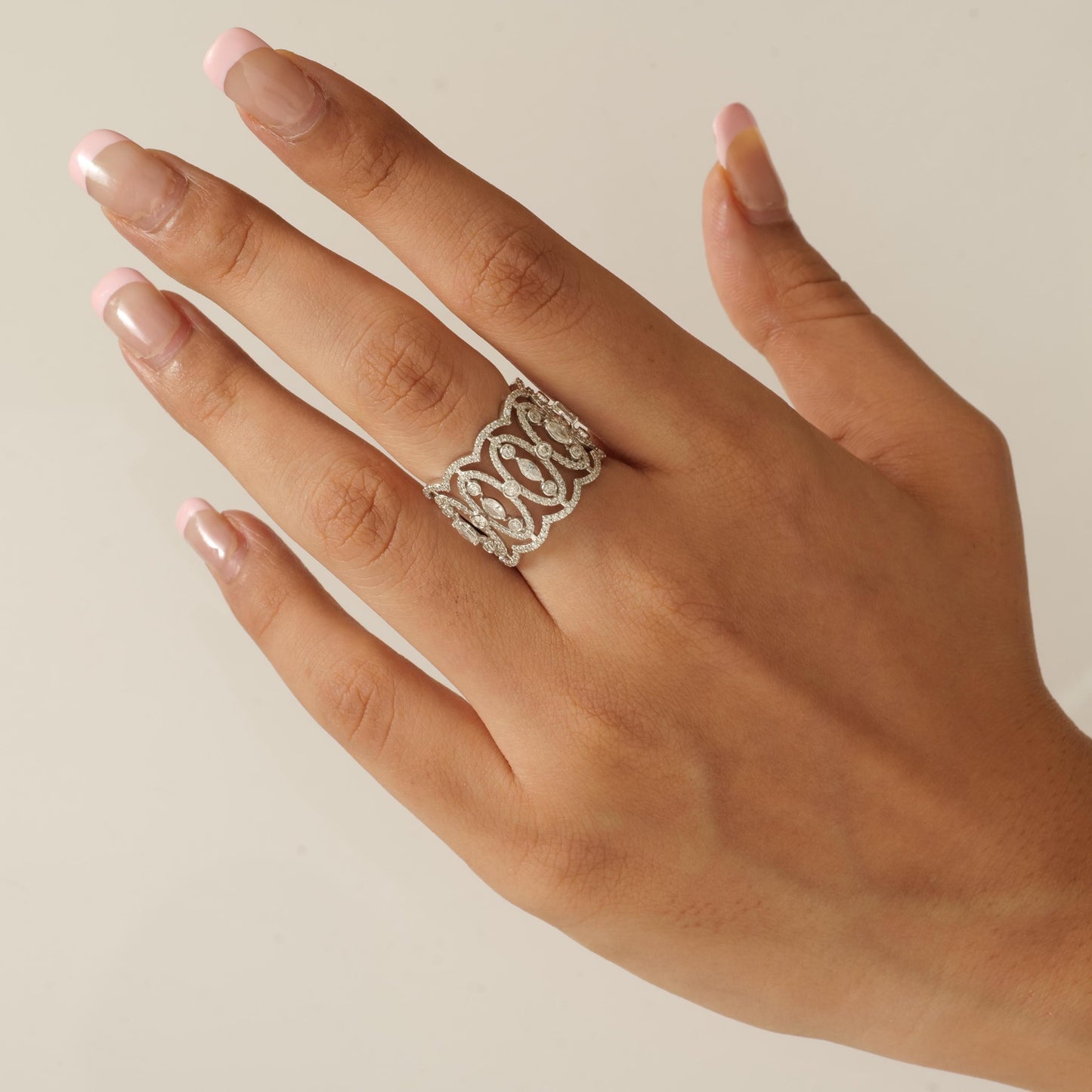Marquise Wide Diamond Band Ring