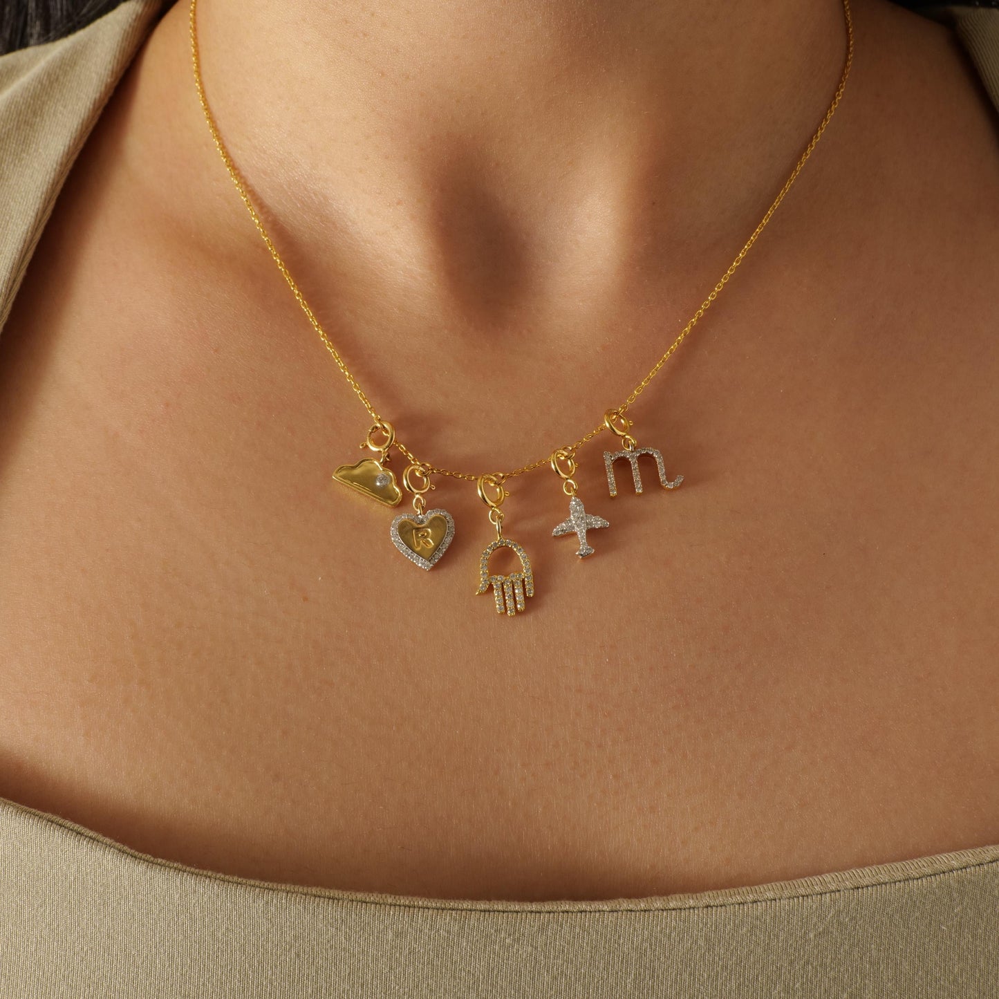 Embossed Initial Heart Layering Charm