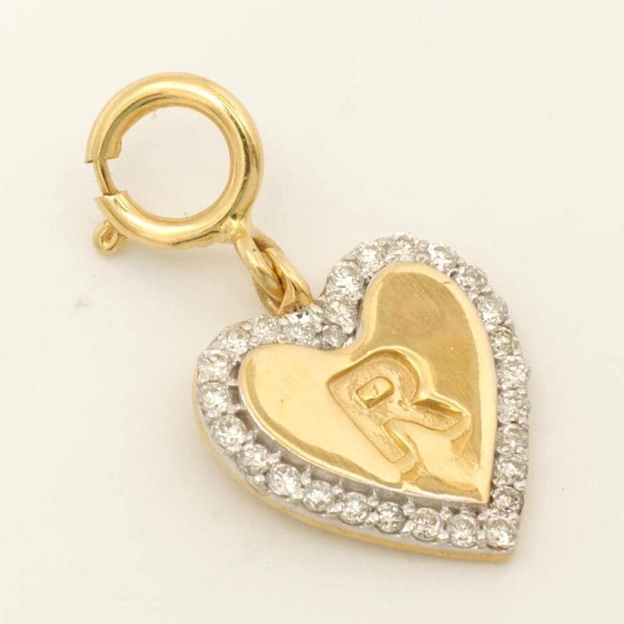 Embossed Initial Heart Layering Charm