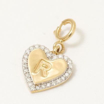 Embossed Initial Heart Layering Charm
