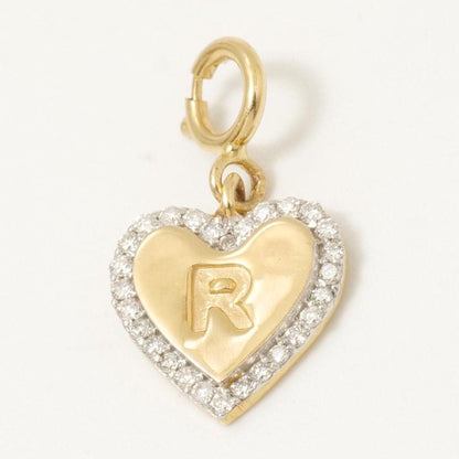 Embossed Initial Heart Layering Charm