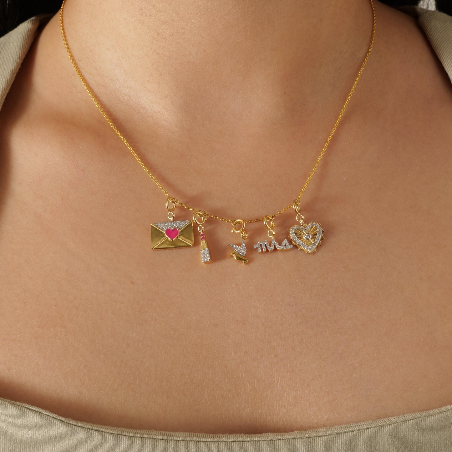 Envelope Heart Diamond Charm