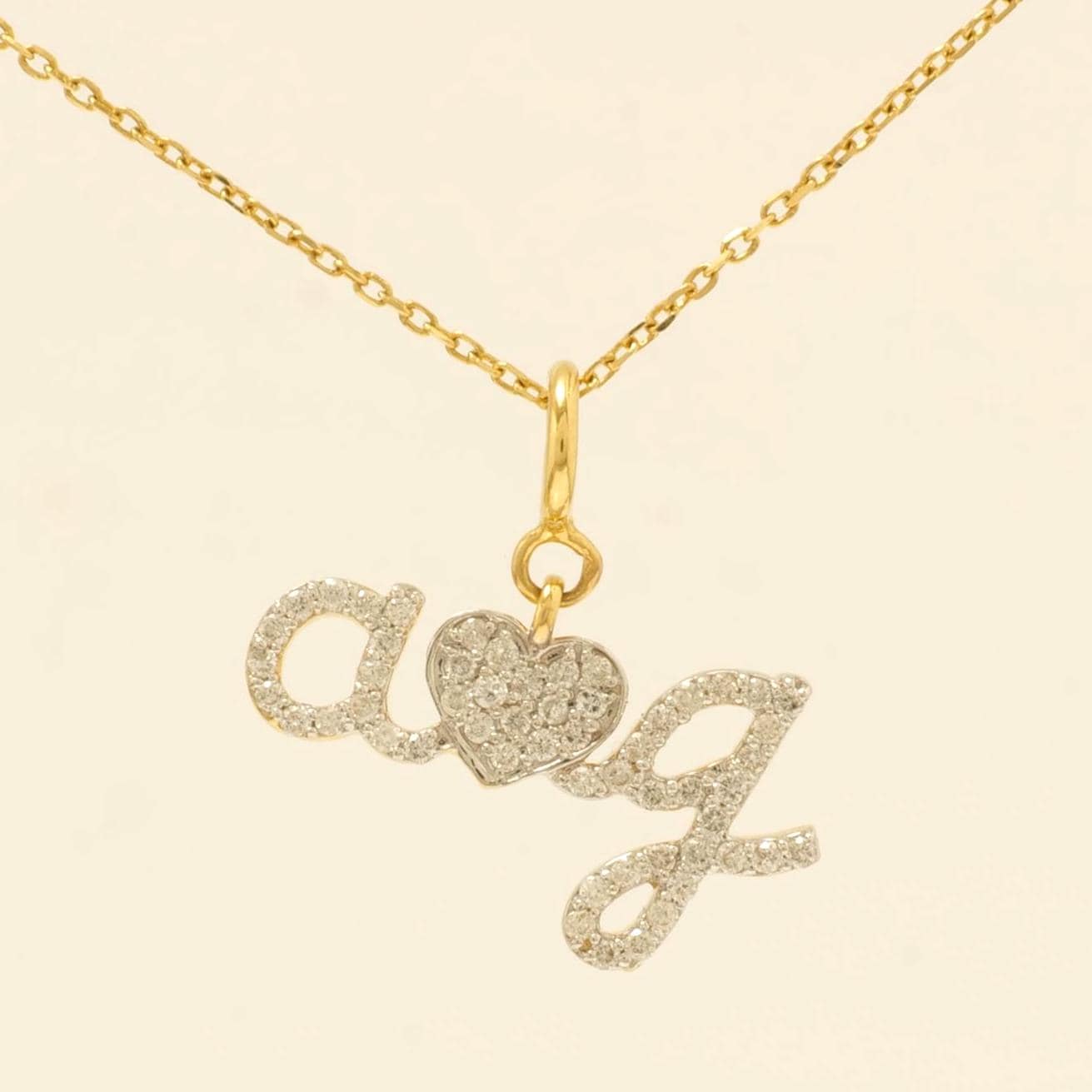 Letter Heart Diamond Charm