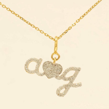 Letter Heart Diamond Charm