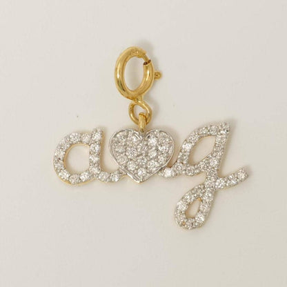 Letter Heart Diamond Charm