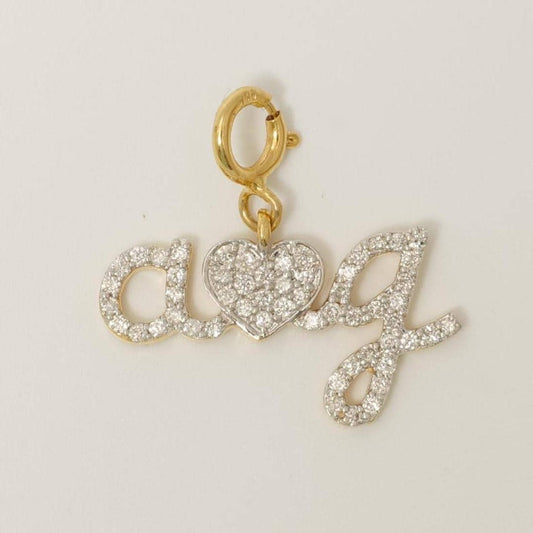 Letter Heart Diamond Charm
