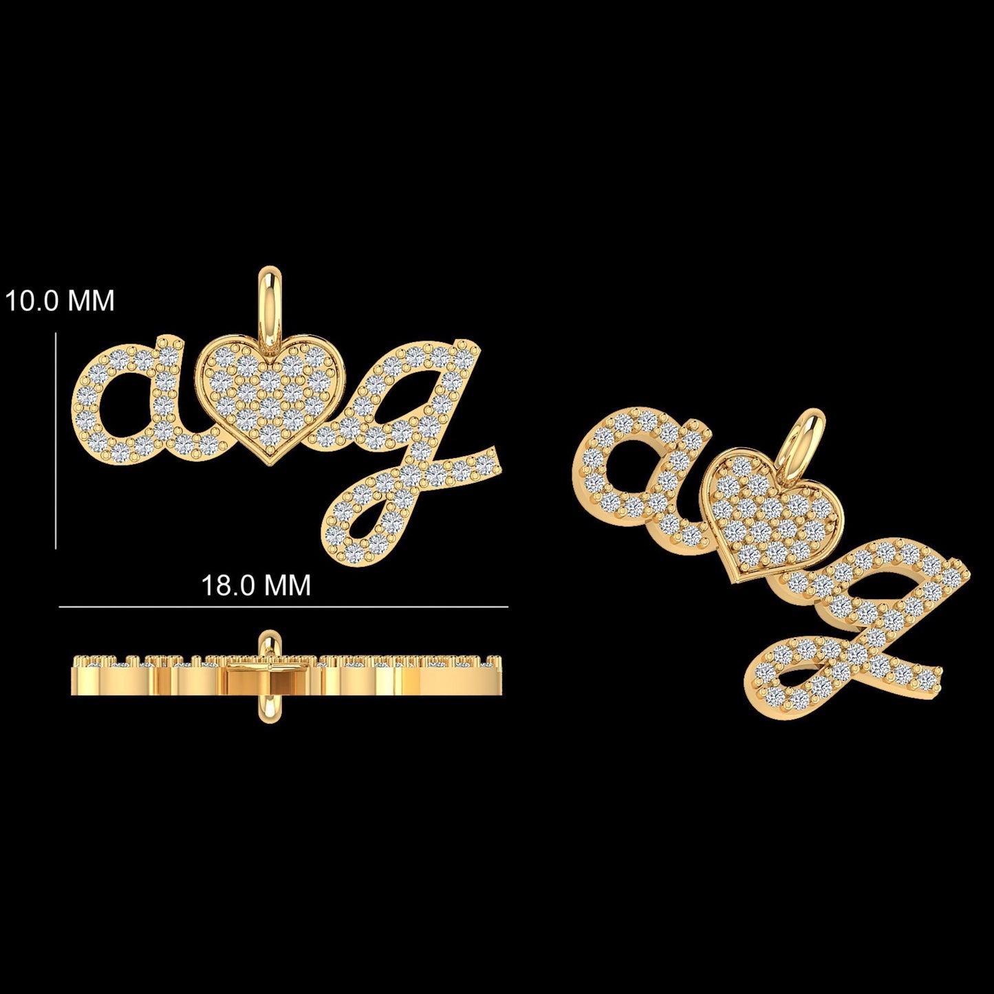 Letter Heart Diamond Charm