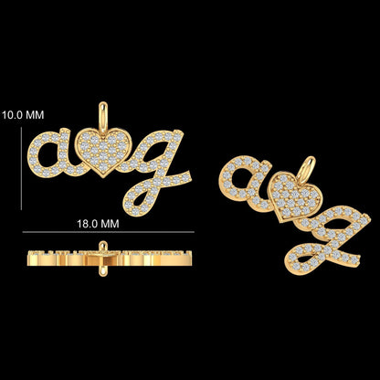 Letter Heart Diamond Charm