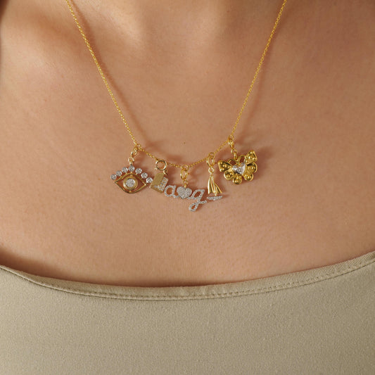 Letter Heart Diamond Charm