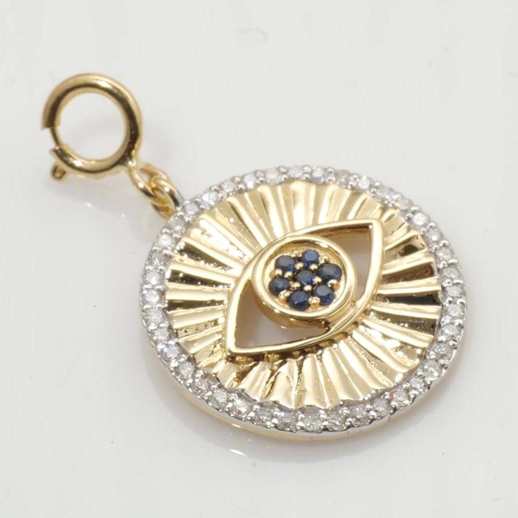 Evil Eye Sapphire Diamond Charm