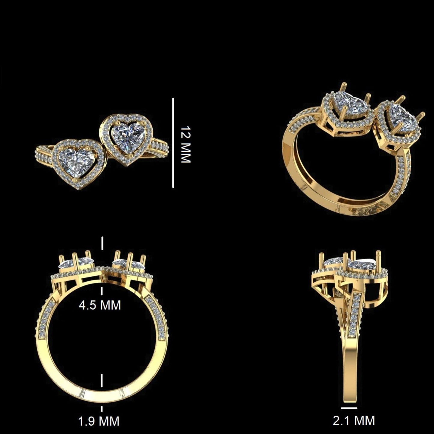 Heart Diamond Bypass Ring
