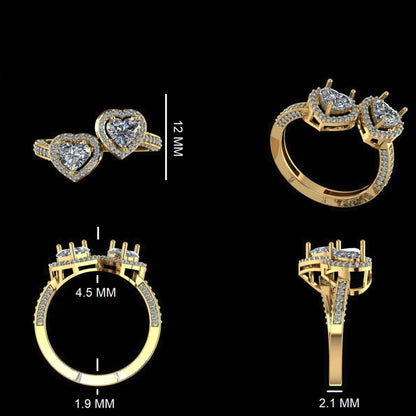 Heart Diamond Bypass Ring