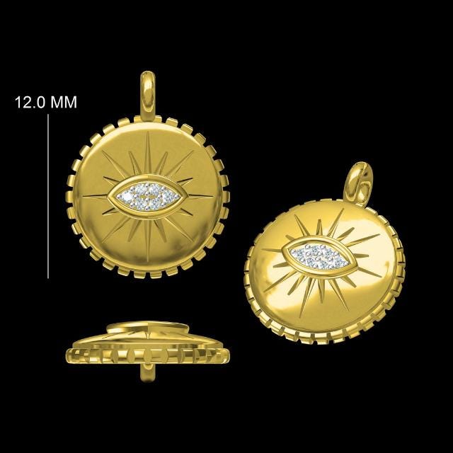 Evil Eye Sunburst Diamond Charm