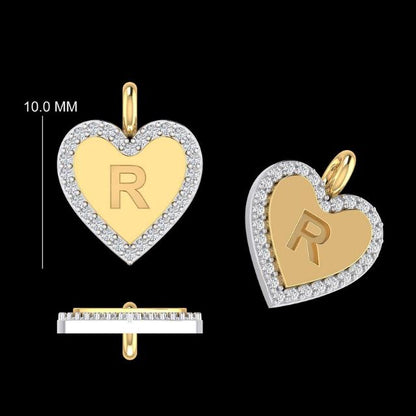 Embossed Initial Heart Layering Charm