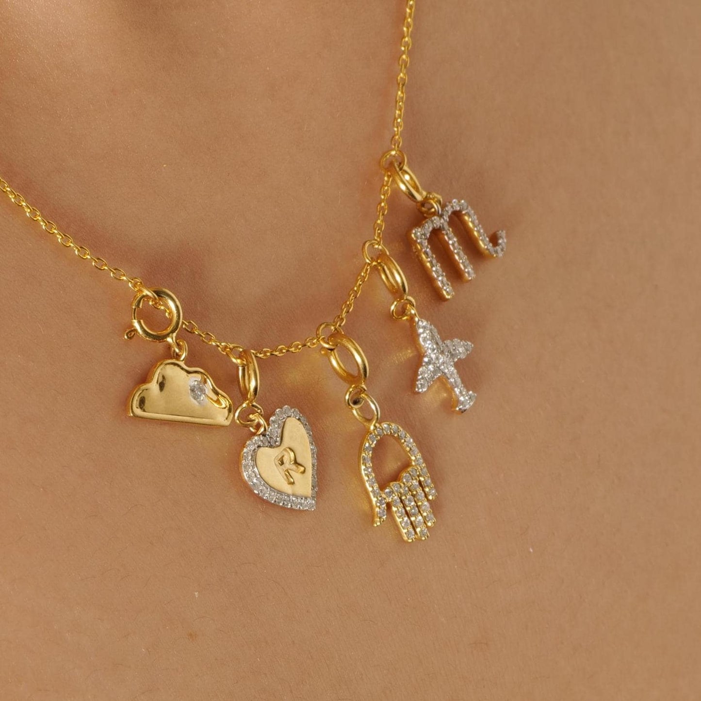 Embossed Initial Heart Layering Charm