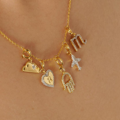 Embossed Initial Heart Layering Charm