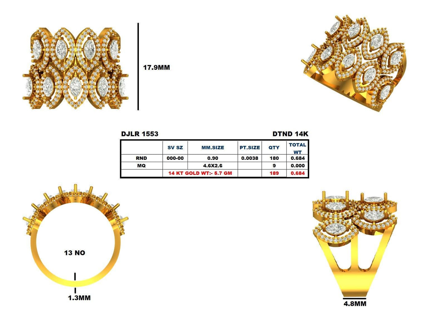 Double Row Marquise Diamond Ring