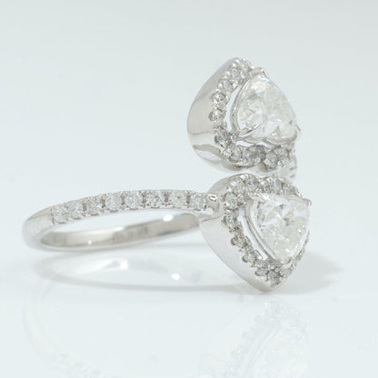 Double Heart Diamond Bypass Ring
