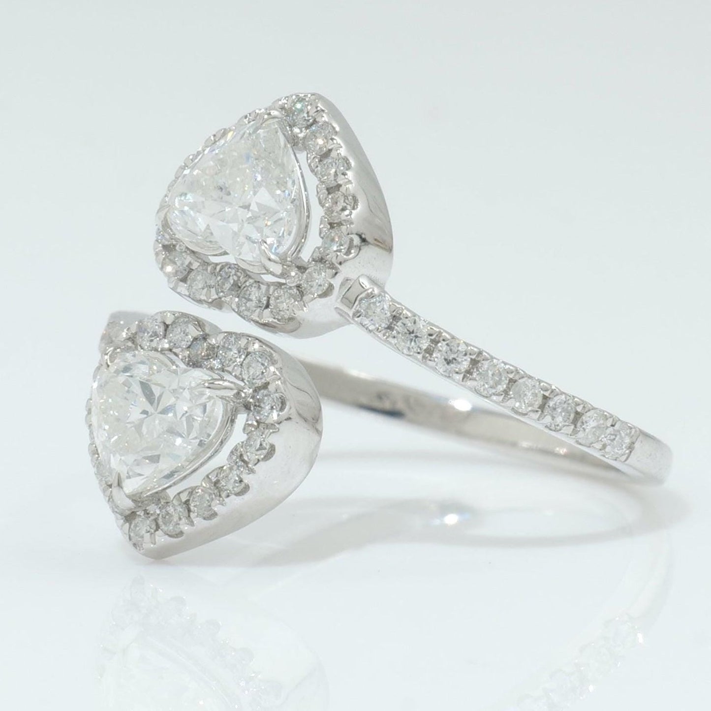 Double Heart Diamond Bypass Ring