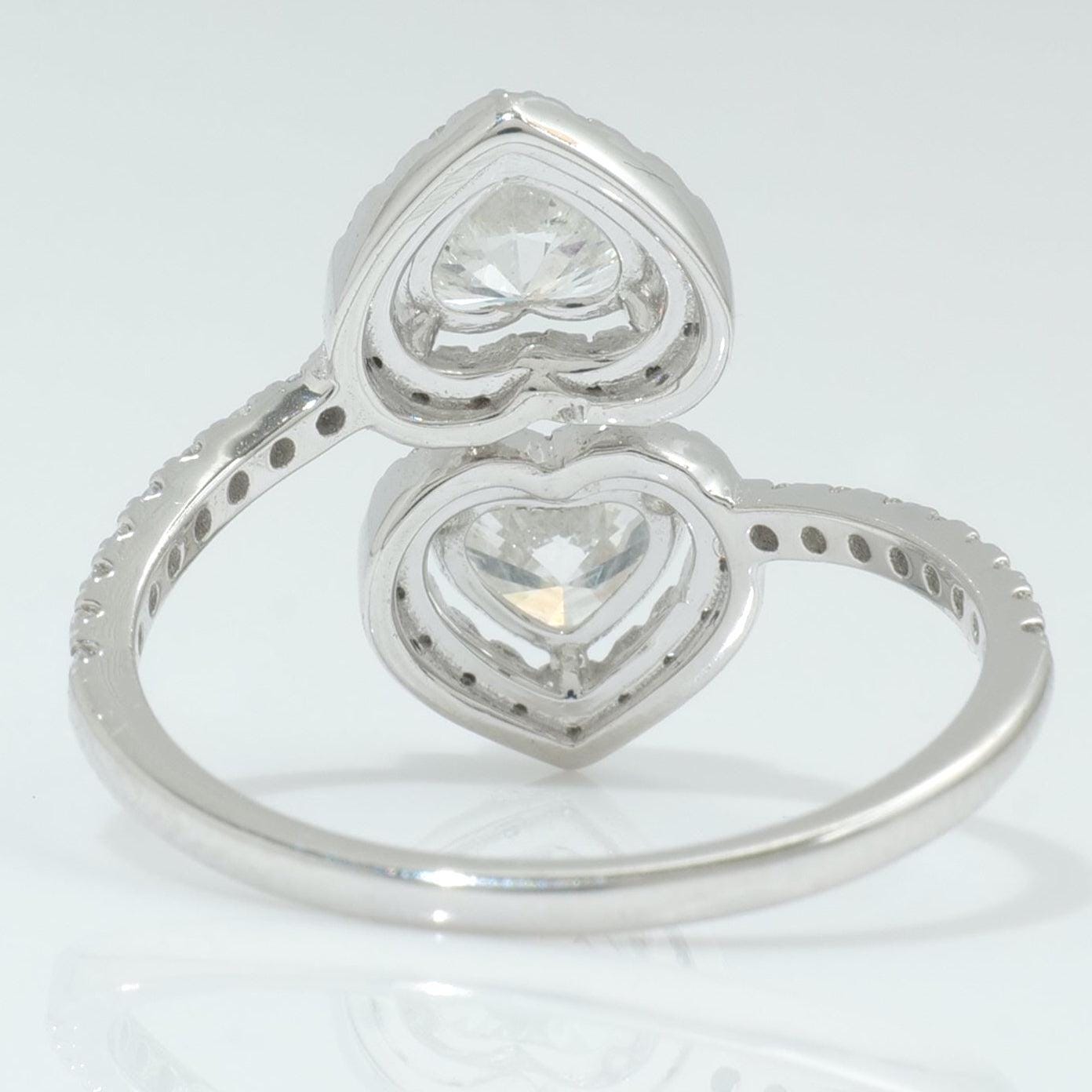 Double Heart Diamond Bypass Ring