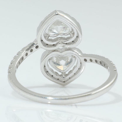 Double Heart Diamond Bypass Ring