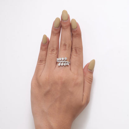Leaf Cluster Pear Natural Diamond Ring