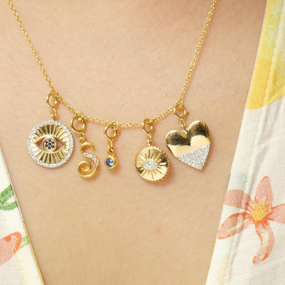 Natural Diamond Heart Charm Pendant in 14K Solid Gold