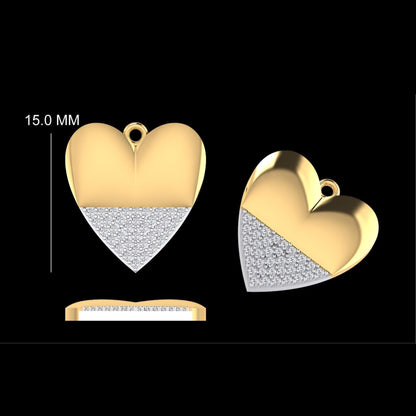 Natural Diamond Heart Charm Pendant in 14K Solid Gold