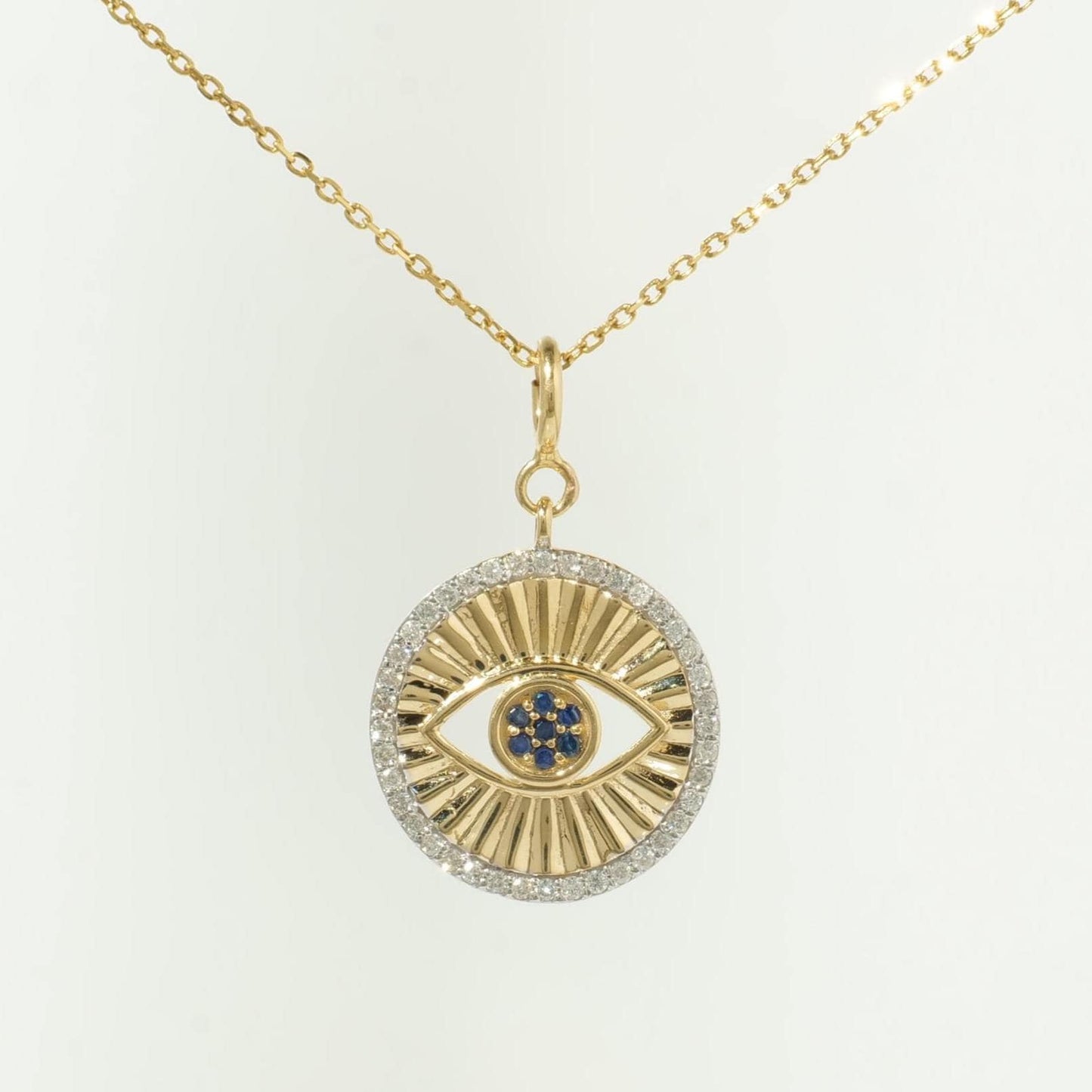 Evil Eye Sapphire Diamond Charm