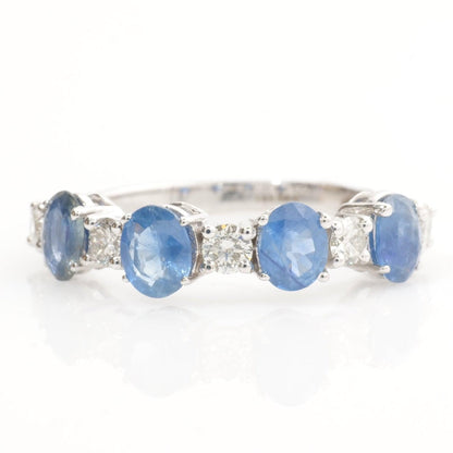 Blue Sapphire Natural Diamond Stacking Band Ring