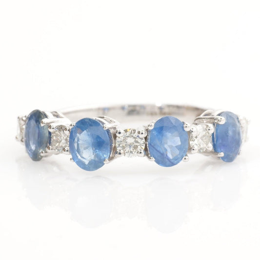 Blue Sapphire Natural Diamond Stacking Band Ring
