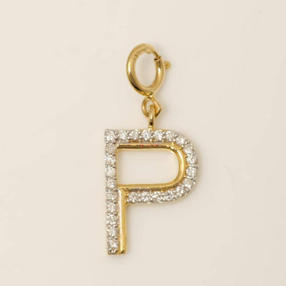 14K Gold Diamond Letter Charm