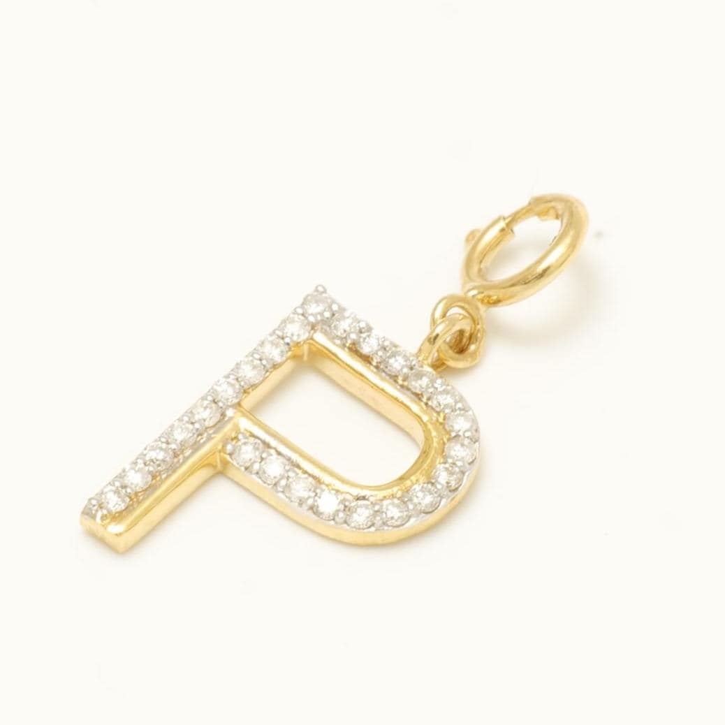 14K Gold Diamond Letter Charm