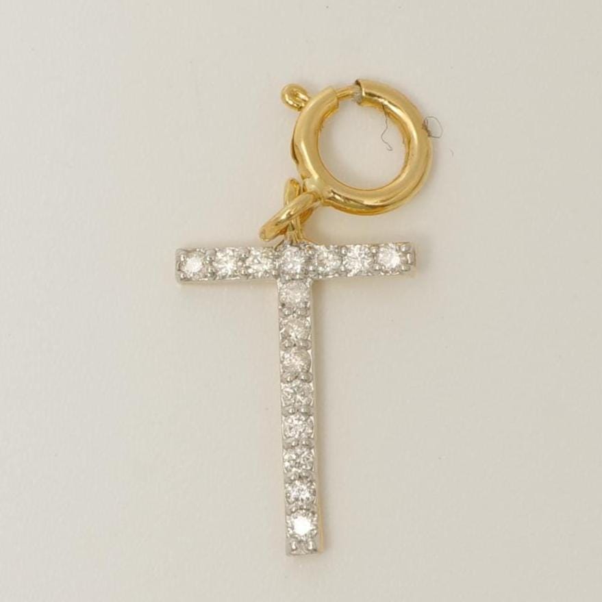 Natural Diamond Initial Charm in 14K Gold